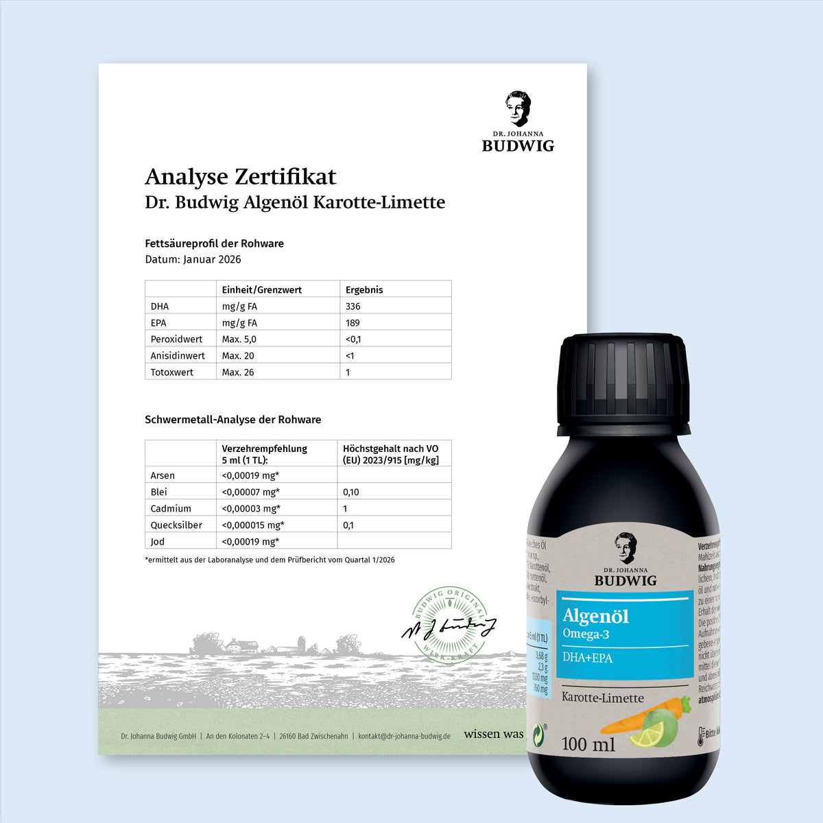 Omega-3 Algenöl Karotte-Limette