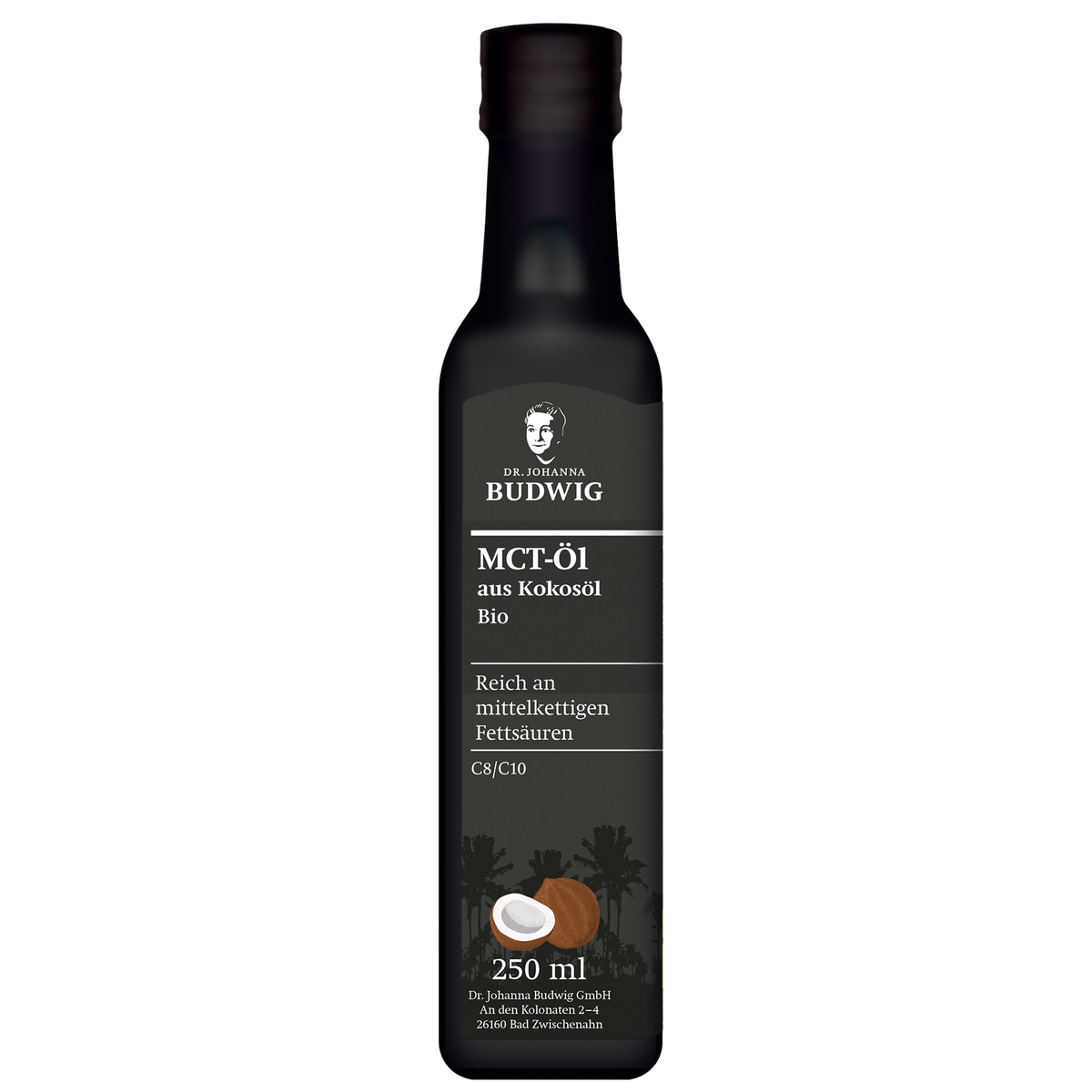 MCT-Öl in einer 250 ml Flasche.