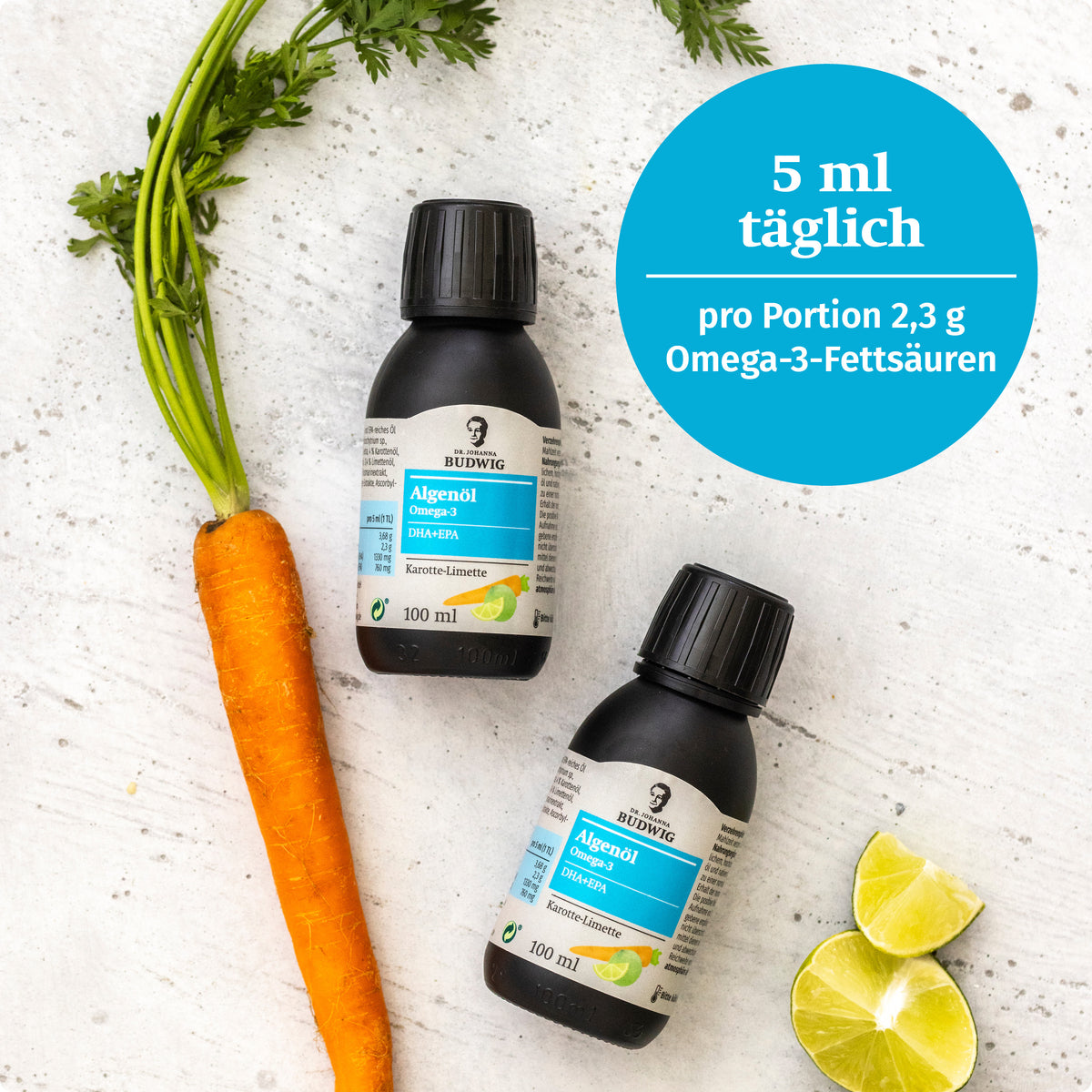 Omega-3 Algenöl Karotte-Limette